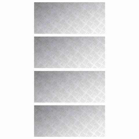 VidaXL Płytki w Szachownicę 4 pcs Srebrny 90 x 40 cm Aluminium