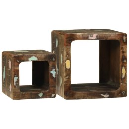 JEDNOSTKA DO TELEWIZORA Z PÓŁKĄ 2 SZT. LITE DREWNO Z ODZYSKU