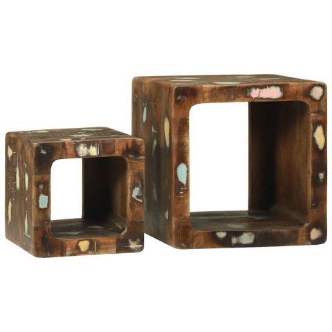 JEDNOSTKA DO TELEWIZORA Z PÓŁKĄ 2 SZT. LITE DREWNO Z ODZYSKU