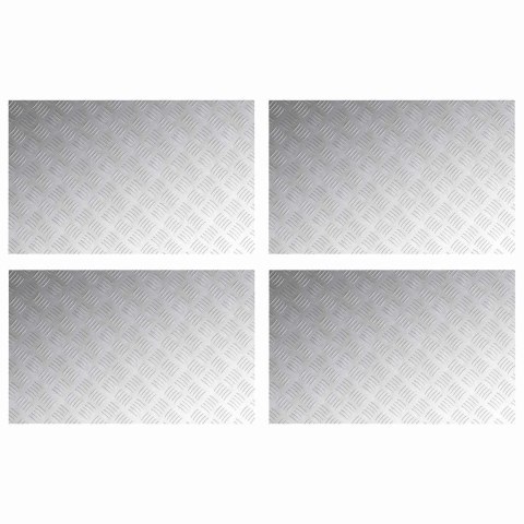 VidaXL Płytki w Szachownicę 4 pcs Srebrny 80 x 50 cm Aluminium