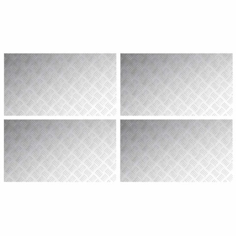 VidaXL Płytki w Szachownicę 4 pcs Srebrny 90 x 50 cm Aluminium