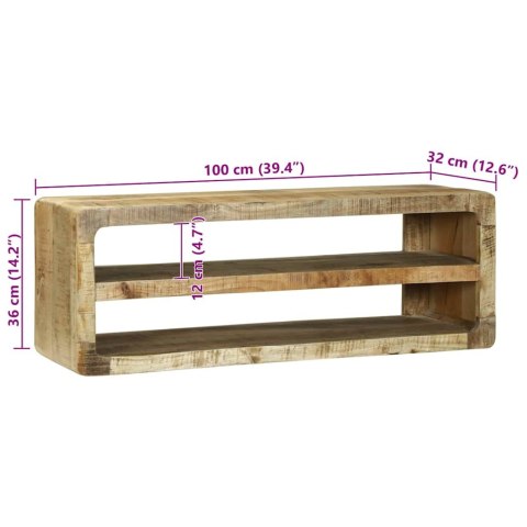 STOLIK TV Z PÓŁKĄ BRĄZOWY 100X32X36CM LITE DREWNO MANGO