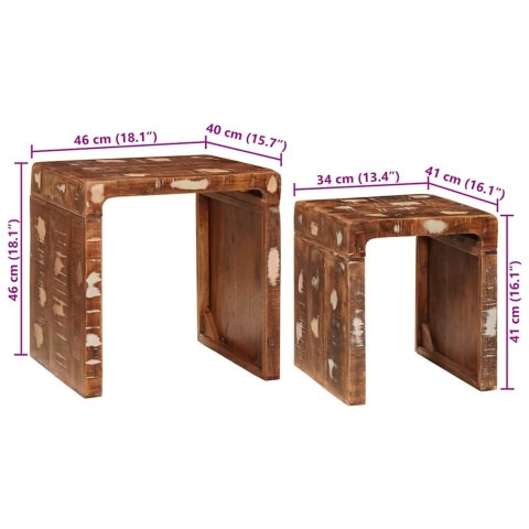 STOLIKI KOŃCOWE WIELOKOLOROWE LITE DREWNO Z ODZYSKU