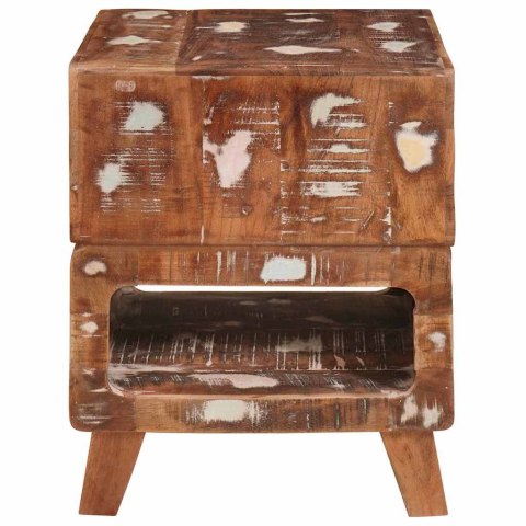 STOLIKI KOŃCOWE Z PÓŁKĄ WIELOKOLOROWE LITE DREWNO Z ODZYSKU