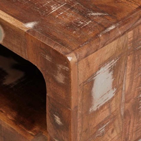 STOLIKI KOŃCOWE Z PÓŁKĄ WIELOKOLOROWE LITE DREWNO Z ODZYSKU