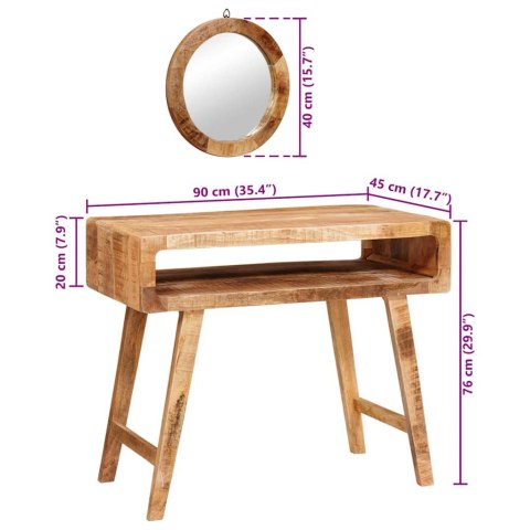 TOALETKA Z PÓŁKĄ BRĄZOWY 90X76X45CM LITE DREWNO MANGO