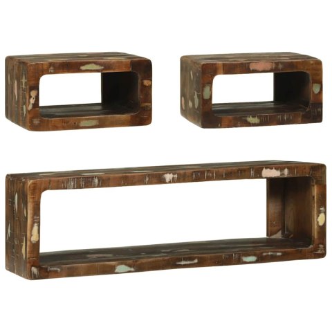 ZESTAW SZAFEK TELEWIZYJNYCH Z PÓŁKĄ 3 SZT. LITE DREWNO Z ODZYSKU