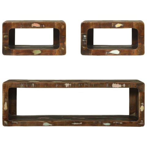 ZESTAW SZAFEK TELEWIZYJNYCH Z PÓŁKĄ 3 SZT. LITE DREWNO Z ODZYSKU