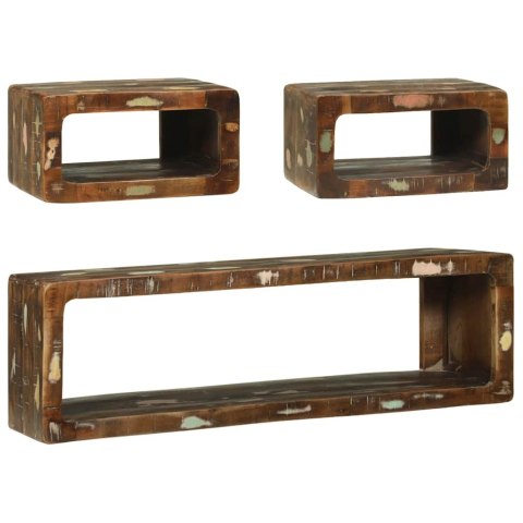 ZESTAW SZAFEK TELEWIZYJNYCH Z PÓŁKĄ 3 SZT. LITE DREWNO Z ODZYSKU