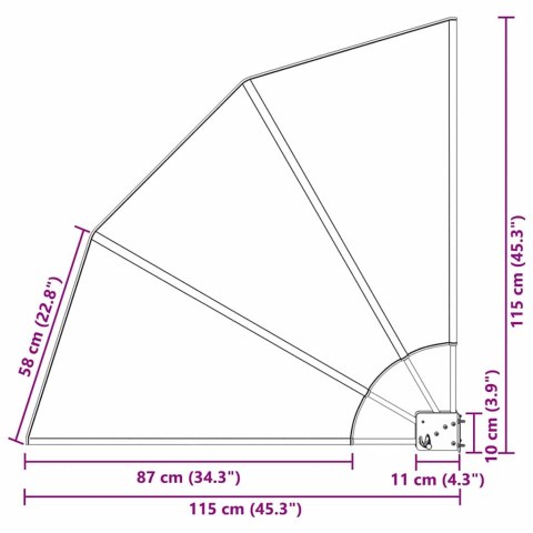 PARAWAN BALKONOWY CIEMNOSZARY 115X115CM TKANINA
