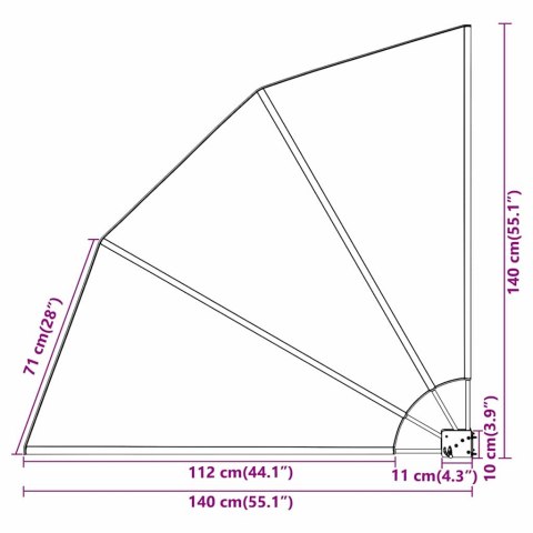 PARAWAN BALKONOWY CIEMNOSZARY 140X140CM TKANINA