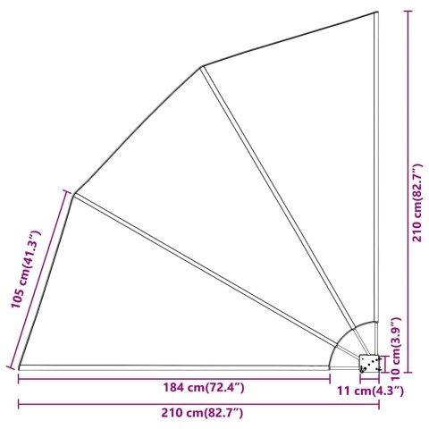 PARAWAN BALKONOWY CIEMNOSZARY 210X210CM TKANINA