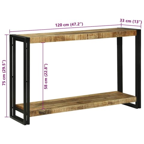 KONSOLA BRĄZOWY 120X33X75CM LITE SUROWE DREWNO MANGO