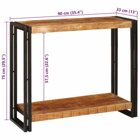 KONSOLA BRĄZOWY 90X33X75CM LITE SUROWE DREWNO MANGO