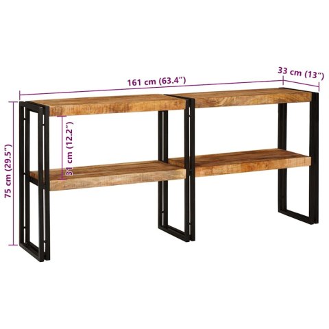 KONSOLA Z PÓŁKĄ BRĄZOWY 160X33X75CM LITE DREWNO MANGO