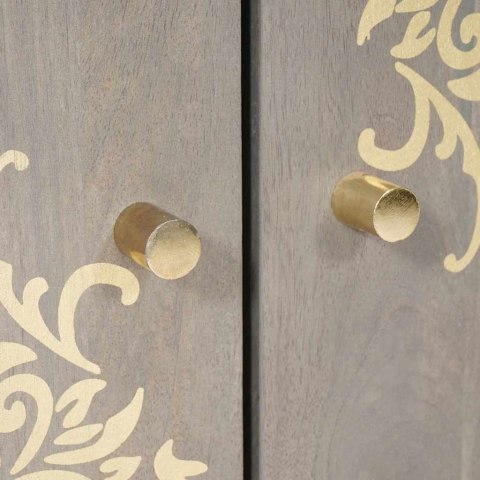 BUFET SZARY I ZŁOTO 60X33.5X75CM LITE DREWNO MANGO