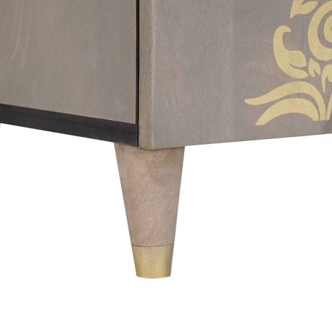 BUFET SZARY I ZŁOTO 60X33.5X75CM LITE DREWNO MANGO