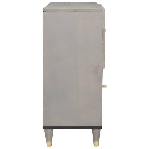 BUFET Z PÓŁKĄ SZARY I ZŁOTO 80X33.5X75CM LITE DREWNO MANGO