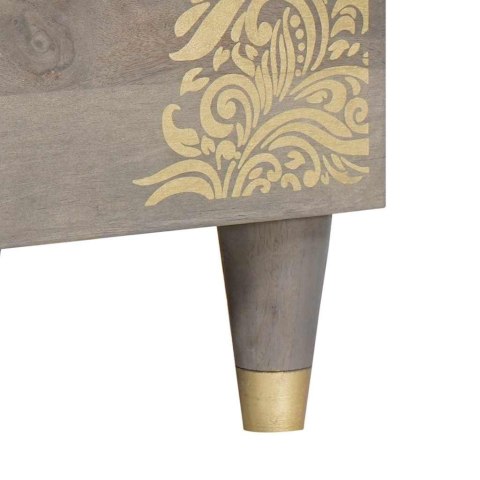 BUFET Z PÓŁKĄ SZARY I ZŁOTO 80X33.5X75CM LITE DREWNO MANGO