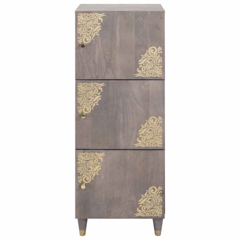 HIGHBOARD SZARY I ZŁOTO 40X33.5X110CM LITE DREWNO MANGO