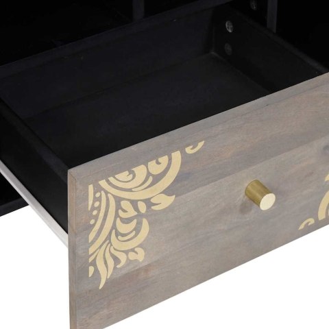 SZAFKA POD TELEWIZOR Z PÓŁKĄ SZARY I ZŁOTO 100X 33.5X 46CM