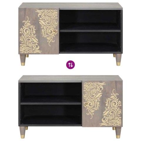 SZAFKA POD TELEWIZOR Z PÓŁKĄ SZARY I ZŁOTO 80X 31,5X 46CM