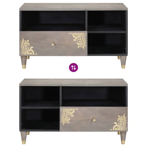 SZAFKA POD TELEWIZOR Z SZUFLADĄ SZARY I ZŁOTO 80X 33.5X 46CM