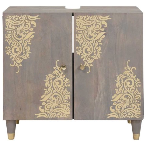 SZAFKA POD UMYWALKĘ SZARY 62X33X58CM LITE DREWNO MANGO
