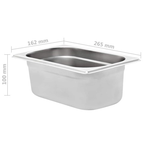 POJEMNIKI GASTRONOMICZNE 8 SZT. GN 1/4 100MM STAL NIERDZEWNA