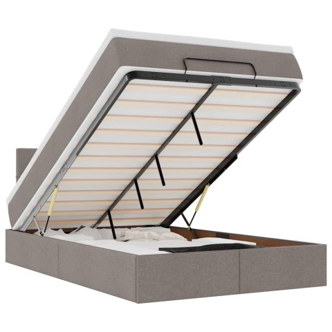 VidaXL Rama łóżka otomana z materacem, taupe, 120x190 cm, tkanina