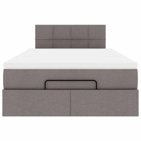 VidaXL Rama łóżka otomana z materacem, taupe, 120x190 cm, tkanina