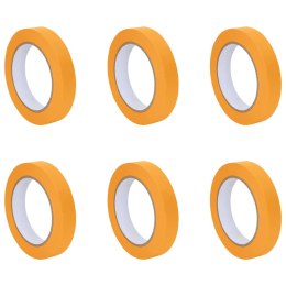 ZESTAW TAŚM MALARSKICH 6 SZT. ŻÓŁTY 19 MMX50 M PAPIER PRECYZYJNE I TRWAŁE