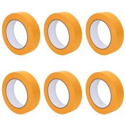 ZESTAW TAŚM MALARSKICH 6 SZT. ŻÓŁTY 25MMX50M PAPIER PRECYZYJNE I TRWAŁE