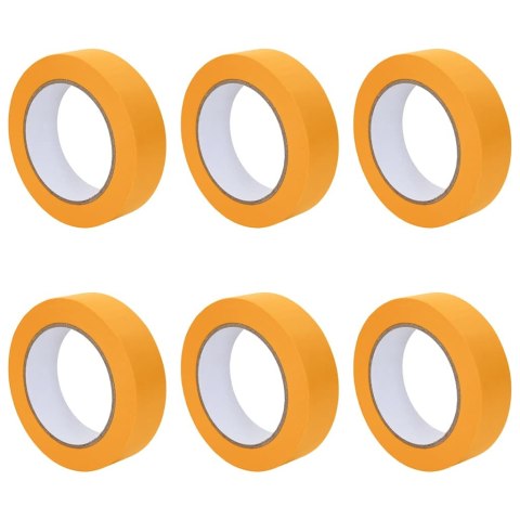 ZESTAW TAŚM MALARSKICH 6 SZT. ŻÓŁTY 25MMX50M PAPIER PRECYZYJNE I TRWAŁE