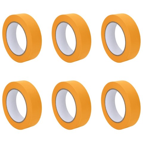 ZESTAW TAŚM MALARSKICH 6 SZT. ŻÓŁTY 30MMX50M PAPIER PRECYZYJNE I TRWAŁE