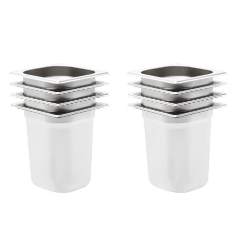 POJEMNIKI GASTRONOMICZNE 8 SZT. GN 1/6 200MM STAL NIERDZEWNA