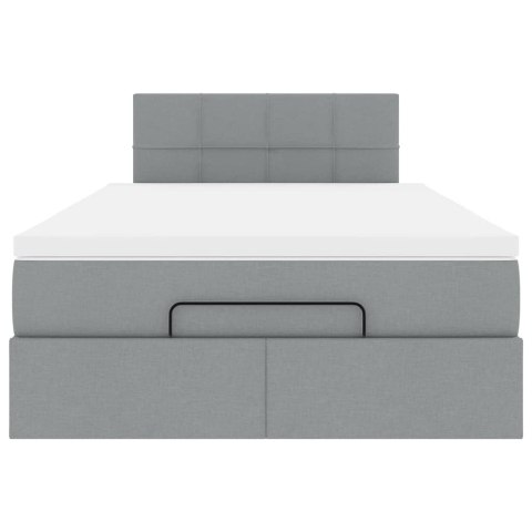 ŁÓŻKO OTOMANA Z MATERACEM JASNOSZARE 120X190CM TKANINA