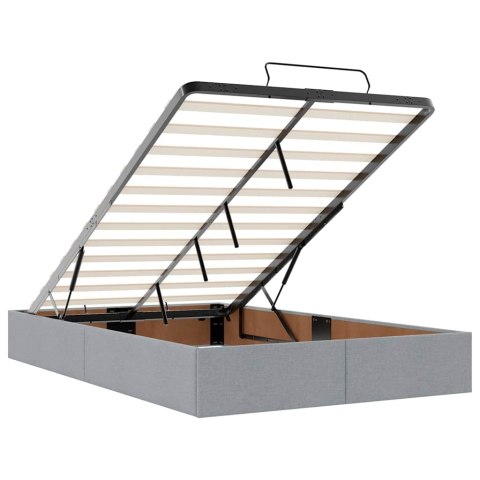 ŁÓŻKO OTOMANA Z MATERACEM JASNOSZARE 120X190CM TKANINA