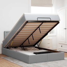 ŁÓŻKO OTOMANA Z MATERACEM JASNOSZARE 120X190CM TKANINA