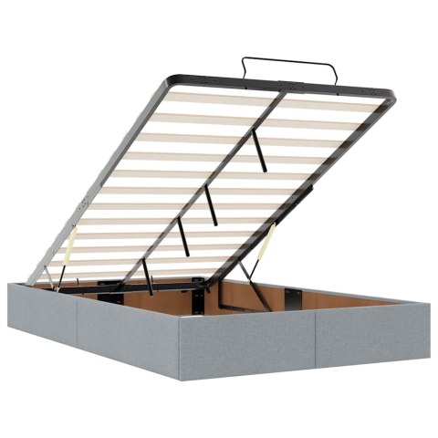 ŁÓŻKO OTOMANA Z MATERACEM JASNOSZARE 120X190CM TKANINA