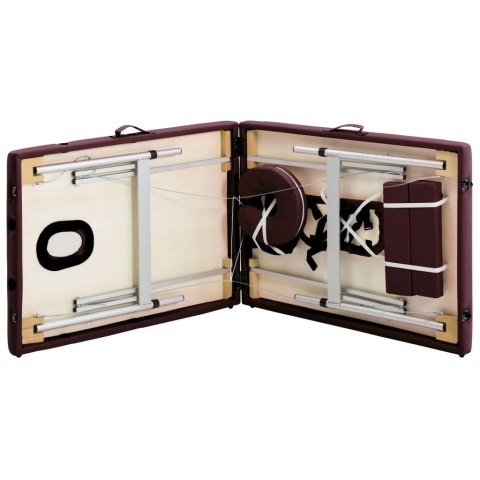 SKŁADANY STÓŁ DO MASAŻU 2-STREFOWY ALUMINIOWY WINNY FIOLET