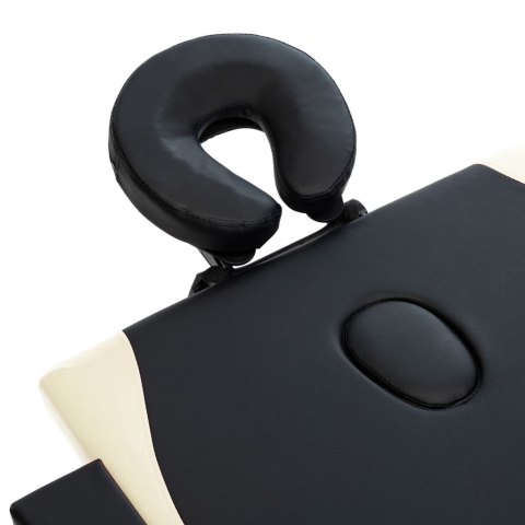 SKŁADANY STÓŁ DO MASAŻU 2-STREFOWY DREWNIANY CZARNO-BEŻOWY