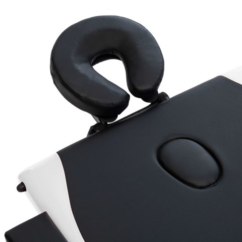 SKŁADANY STÓŁ DO MASAŻU 3-STREFOWY DREWNIANY CZARNO-BIAŁY