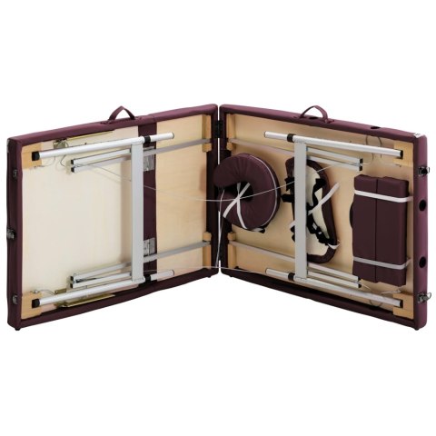 SKŁADANY STÓŁ DO MASAŻU 3 STREFY ALUMINIOWY WINNY FIOLET