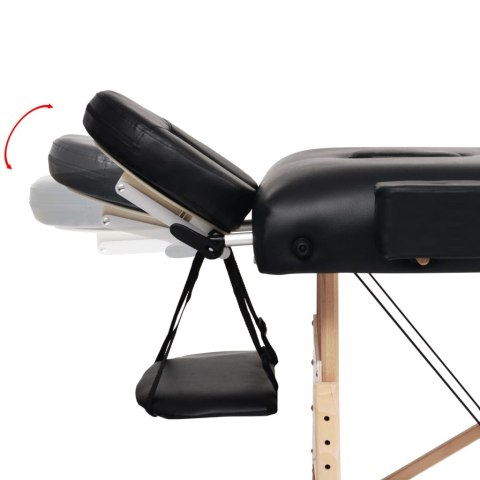 SKŁADANY STÓŁ DO MASAŻU O GRUBOŚCI 10CM 2-STREFOWY CZARNY