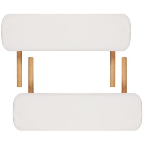 SKŁADANY STÓŁ DO MASAŻU Z DREWNIANĄ RAMĄ 3 STREFY KREMOWY