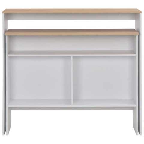 STÓŁ BAROWY Z 2 BLATAMI BIAŁY I DĘBOWY 130X40X120CM