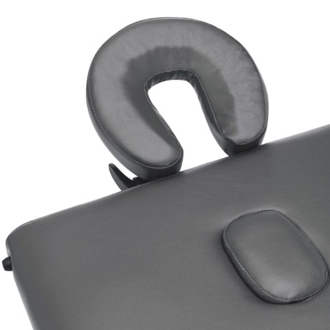 STÓŁ DO MASAŻU 3-STREFOWY DREWNIANA RAMA ANTRACYT 186X68CM