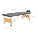 STÓŁ DO MASAŻU 4-STREFOWY DREWNIANA RAMA ANTRACYT 186X68CM