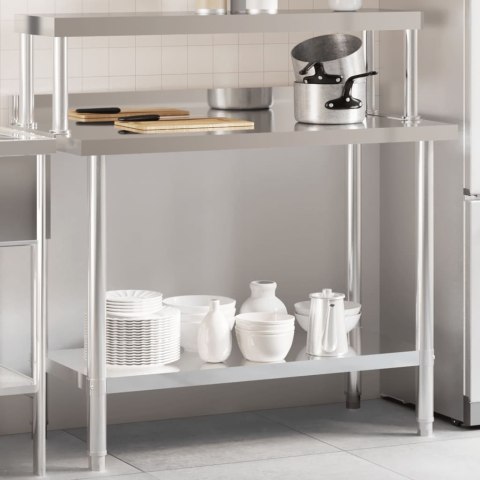 KUCHENNY STÓŁ ROBOCZY Z PÓŁKĄ 110X55X120CM STAL NIERDZEWNA